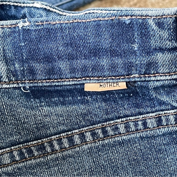 Mother The Dazzler High Rise Straight Leg Jean Medium Blue Cowboys Don't Cry 26 - Picture 15 of 16